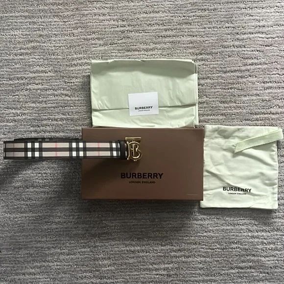 Authentic Woman's Burberry "TB" Plaid Belt - Picture 6 of 6